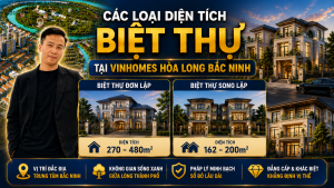 Các loại diện tích biệt thự dự án Vinhomes Hoà Long Bắc Ninh